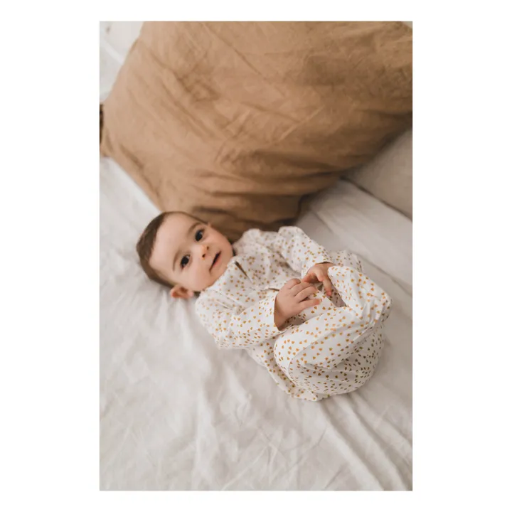 Rose in April Pyjama à pieds en jersey Amalia Mini-cœurs | Jaune moutarde
