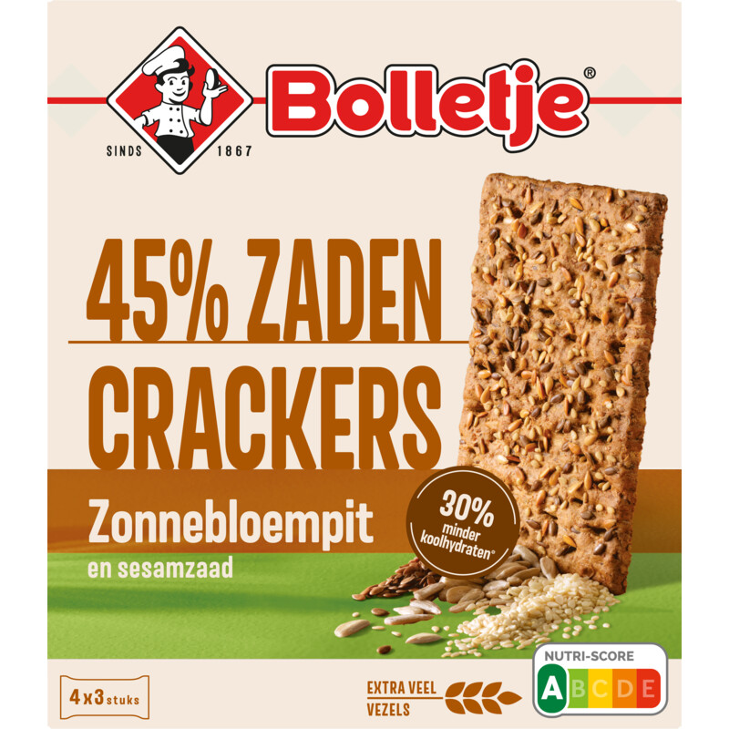Bolletje 45% zaden crackers zonnebloempit