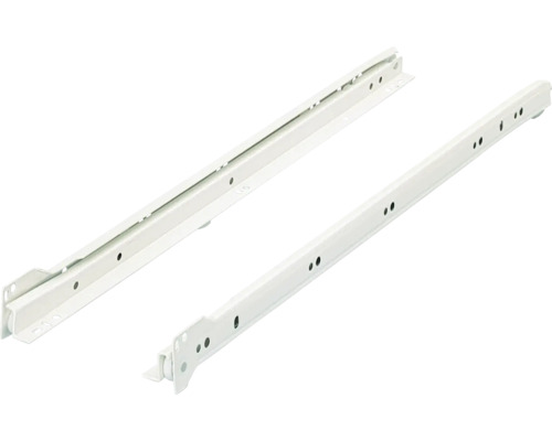 Ladegeleider, gedeeltelijk uittrekbaar, rolladegeleider, 400 mm, wit, 2 stuks