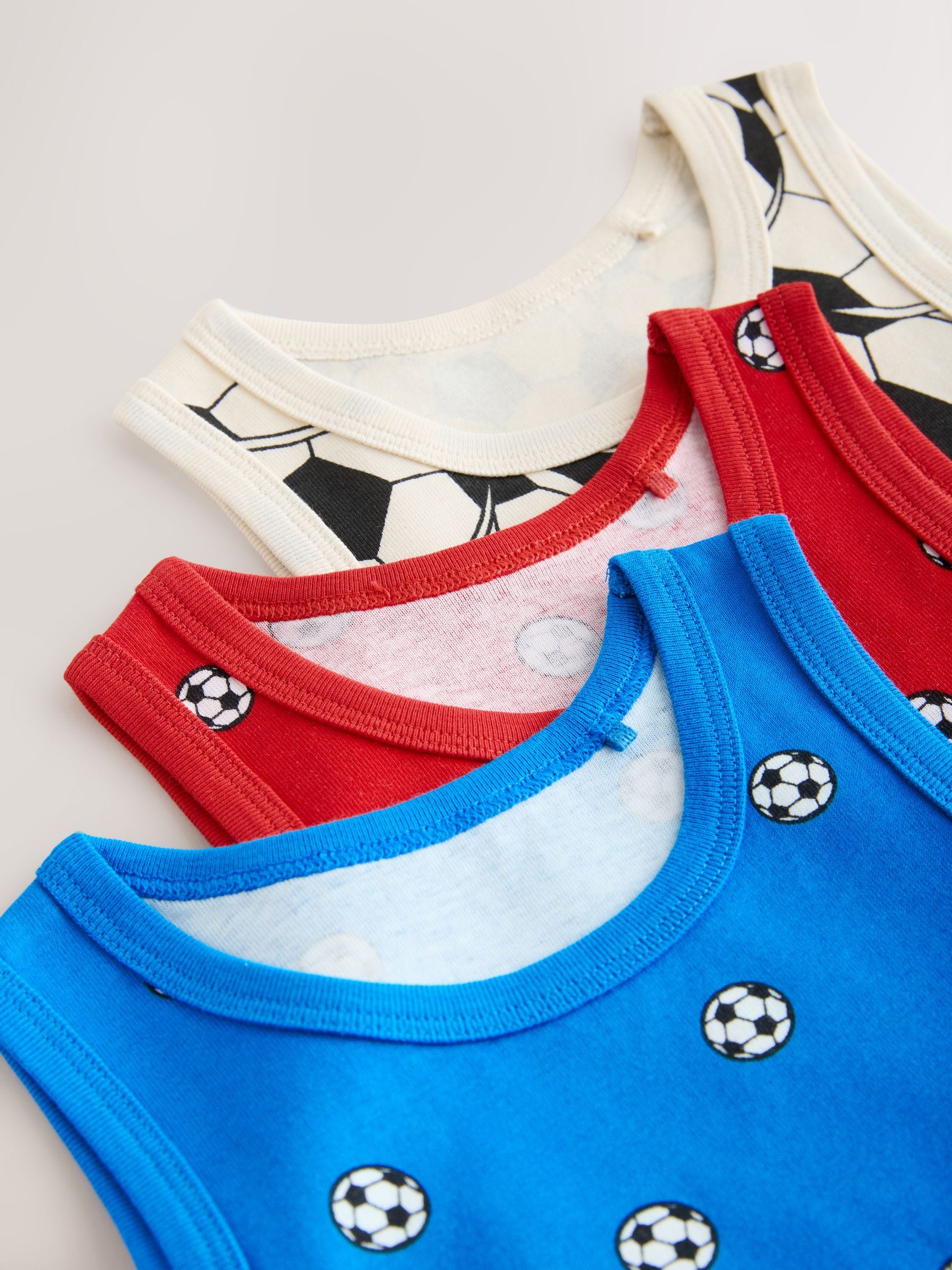 Rood/blauw voetbal - 100% katoenen hemden set van 3 (1.5 - 10 jr)