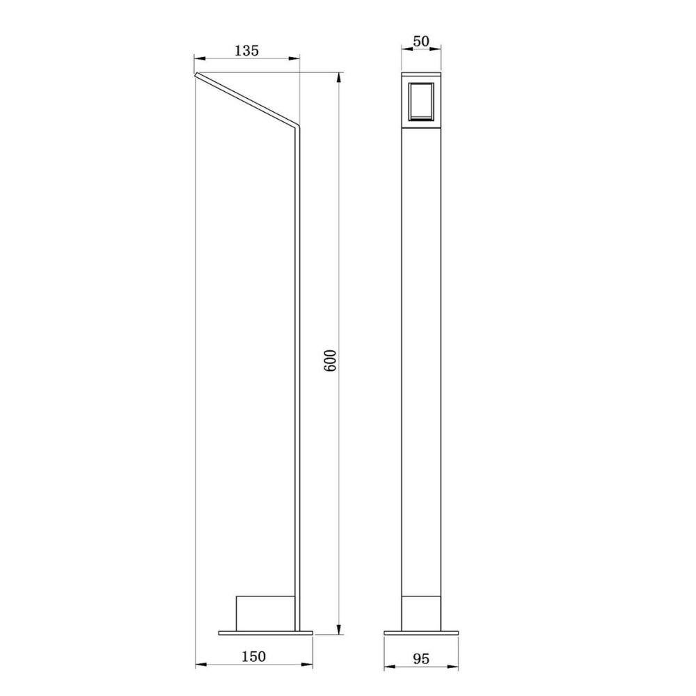 Lawford LED-padverlichting in zwart, 6W, 750lm, IP54, 600mm