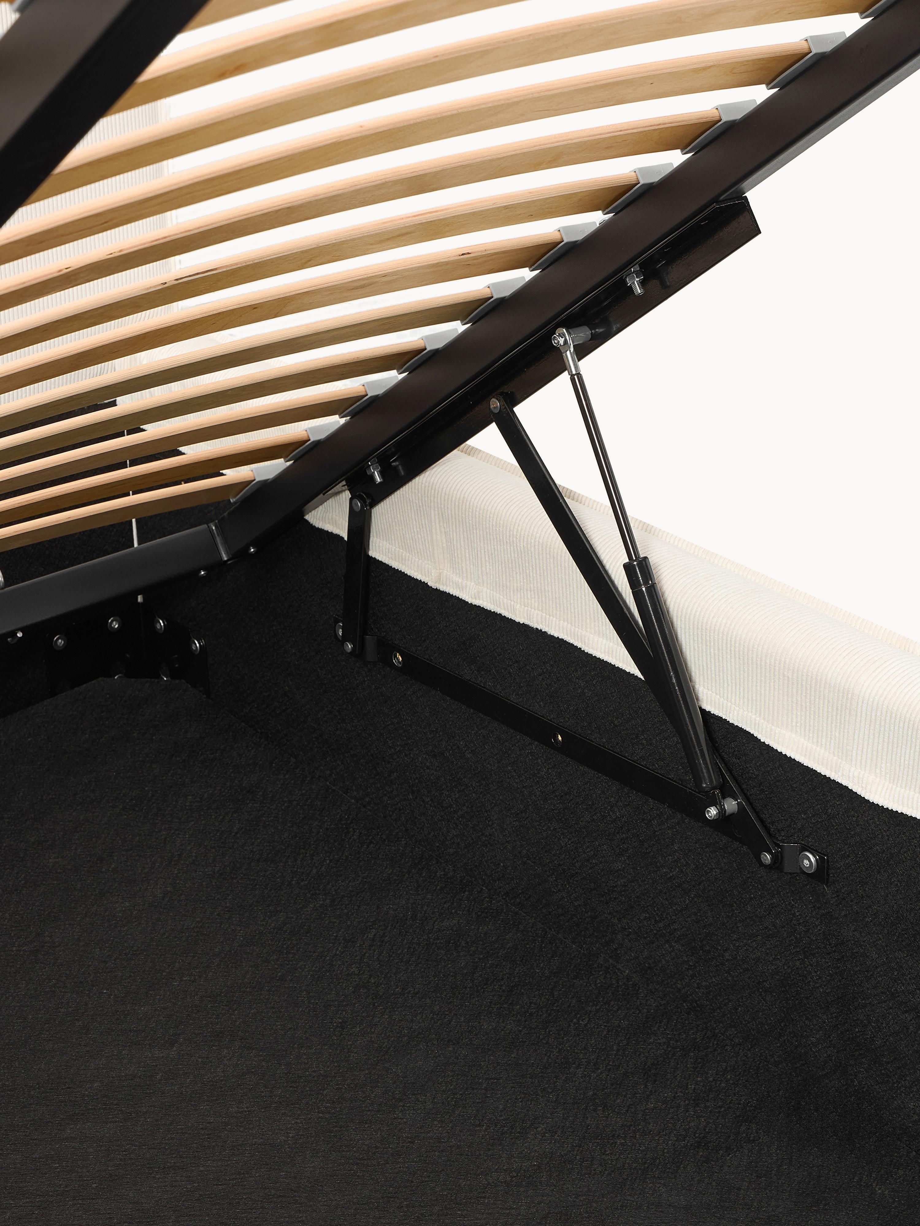 Ribfluwelen gestoffeerd bed Dream met opbergruimte