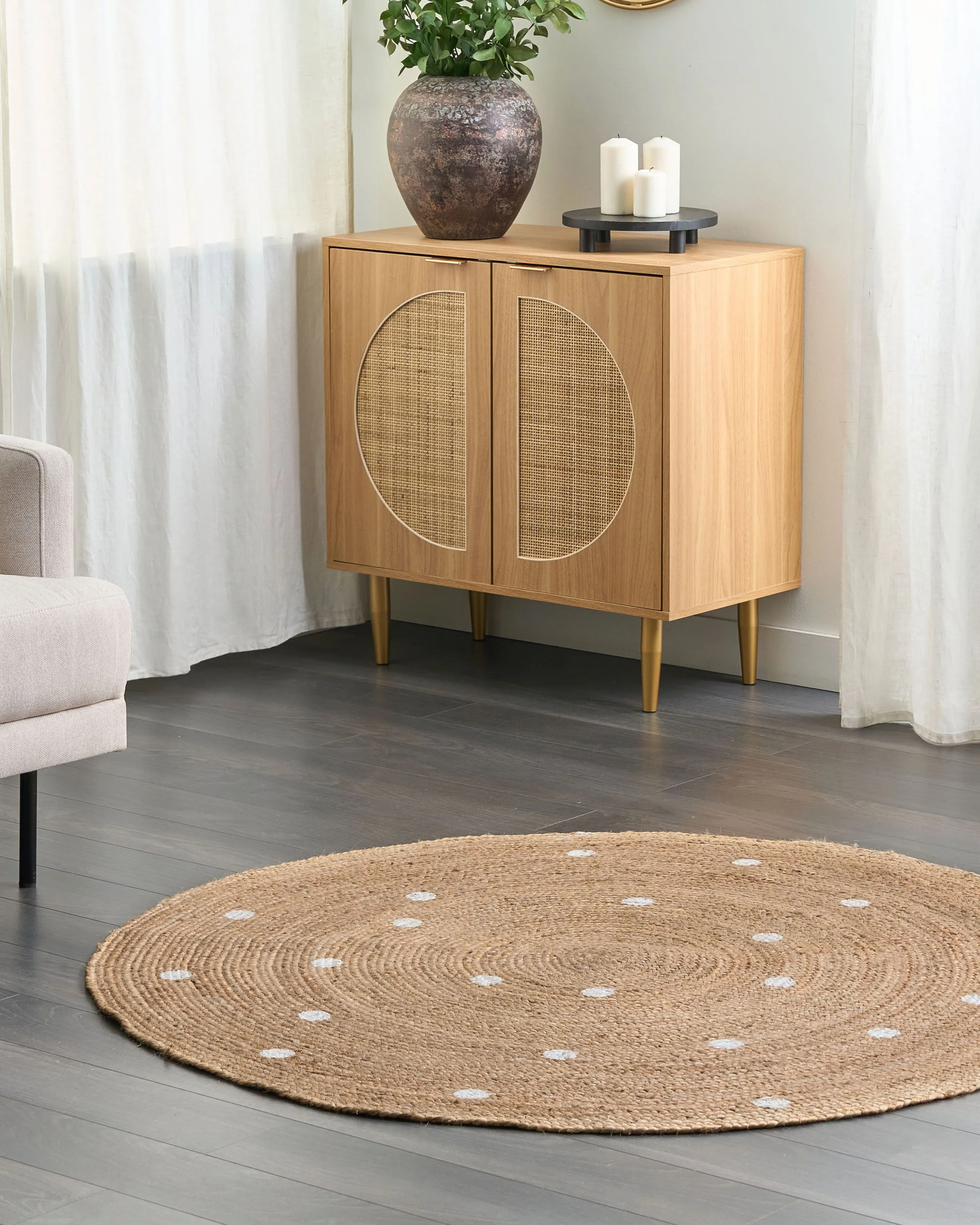 Vloerkleed KHARRA Beige ø 140 cm Jute