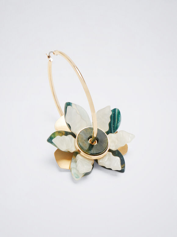 Brincos de argola com flores - Multicoloridos