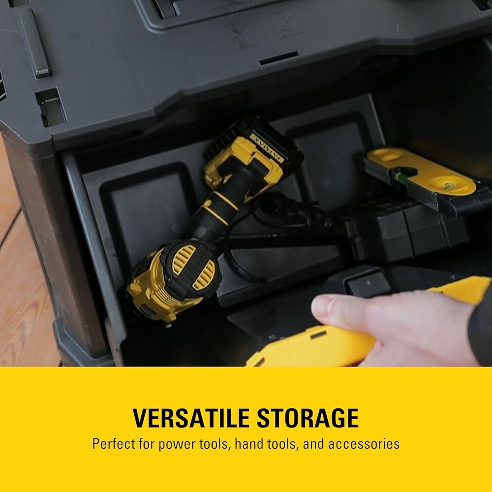 Stanley 1-79-206 Servante modulable avec 4 Tiroirs montés Sur Glissière - Système de Clips Latéraux - Poignée Télescopique - Polypropylène - Dimensions 866 x 488 x 348mm Noir : Bricolage