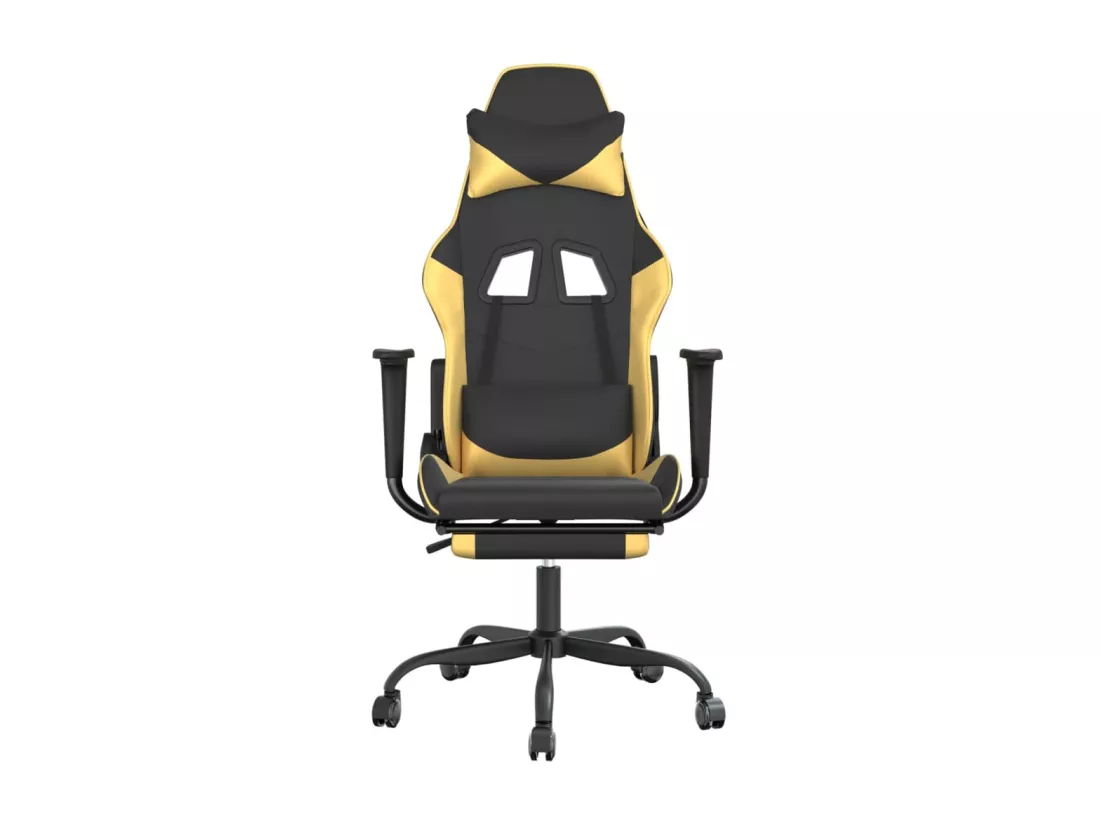 Chaise de jeu avec repose-pied Noir et doré Similicuir