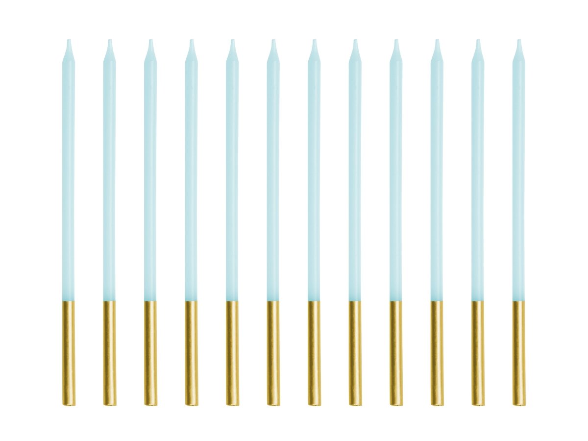 Blauw Gouden Kaars 14cm 12st