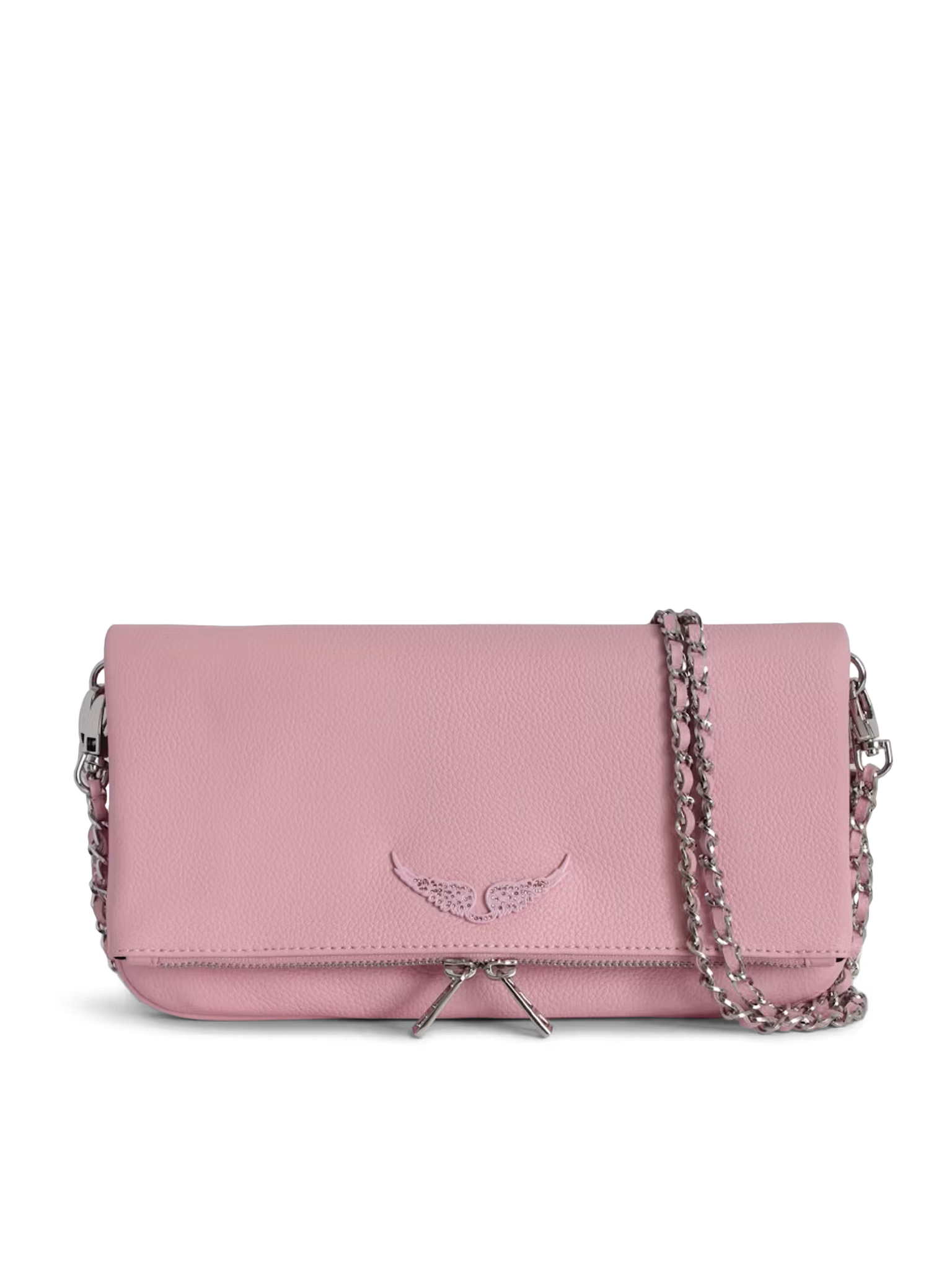 ROCK - Pochette en cuir chaînes en métal | Rose