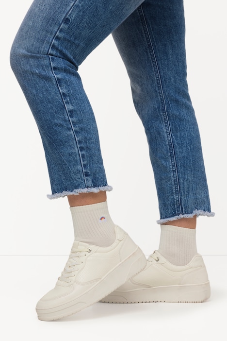 Kurzschaft-Socken, Regenbogen-Stickerei