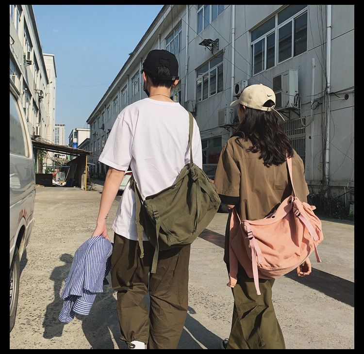 Mulgam - Effen canvas crossbodytas met rits