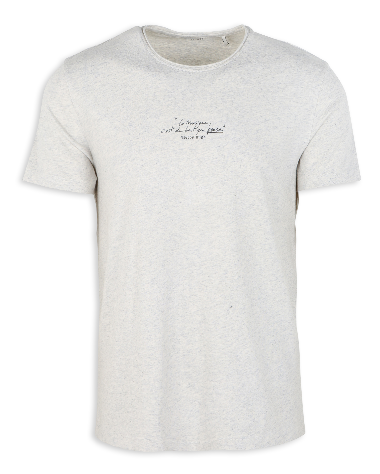 Tee-shirt col rond sérigraphié en coton| Gris