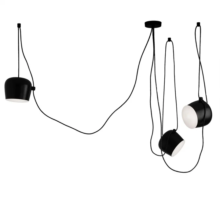 Flos - AIM LED-Pendelleuchten-Set (3 Pendelleuchten   Vielfach-Rosette), schwarz