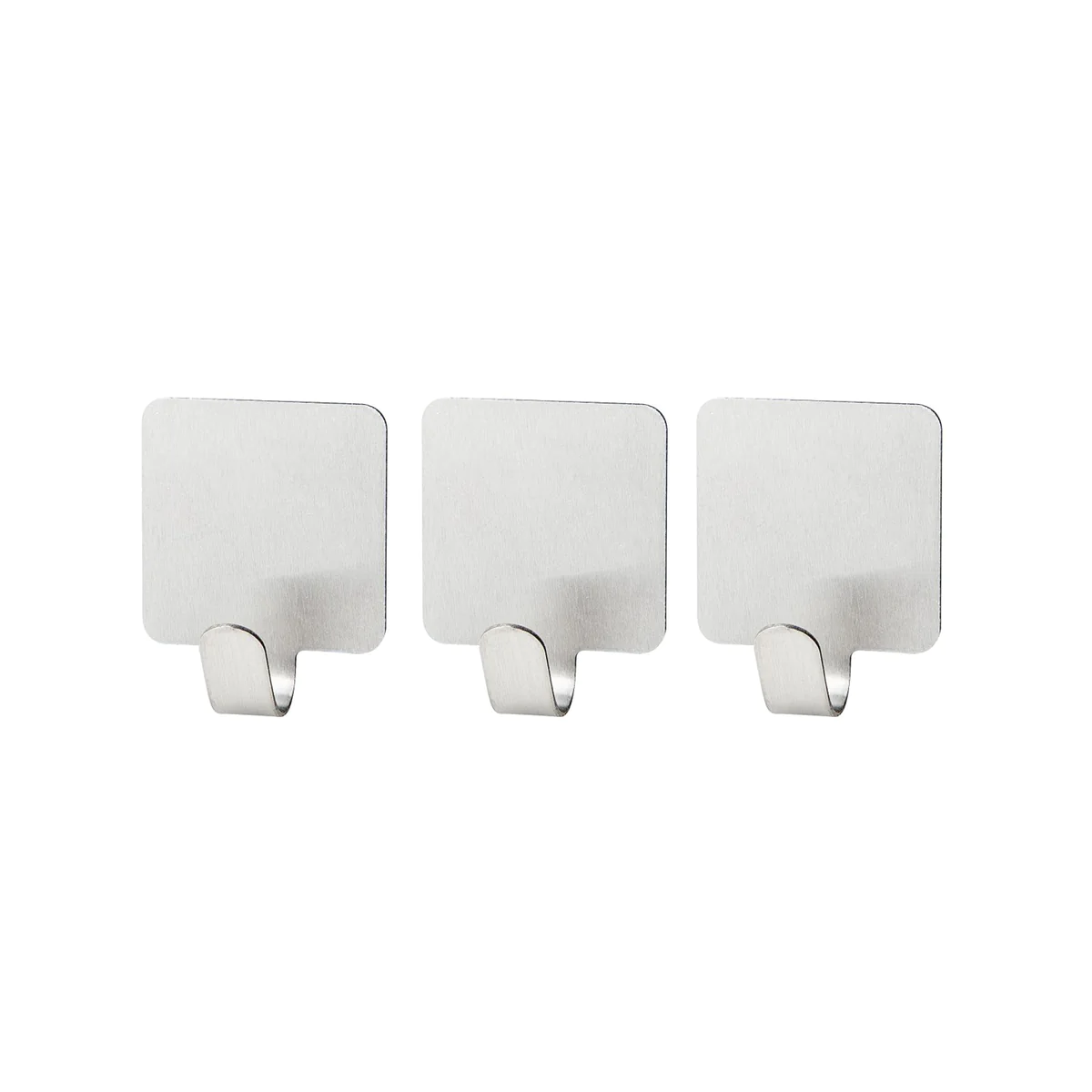 Lot de 3 crochets adhésifs carrés en acier inoxydable Tecno Fackelmann