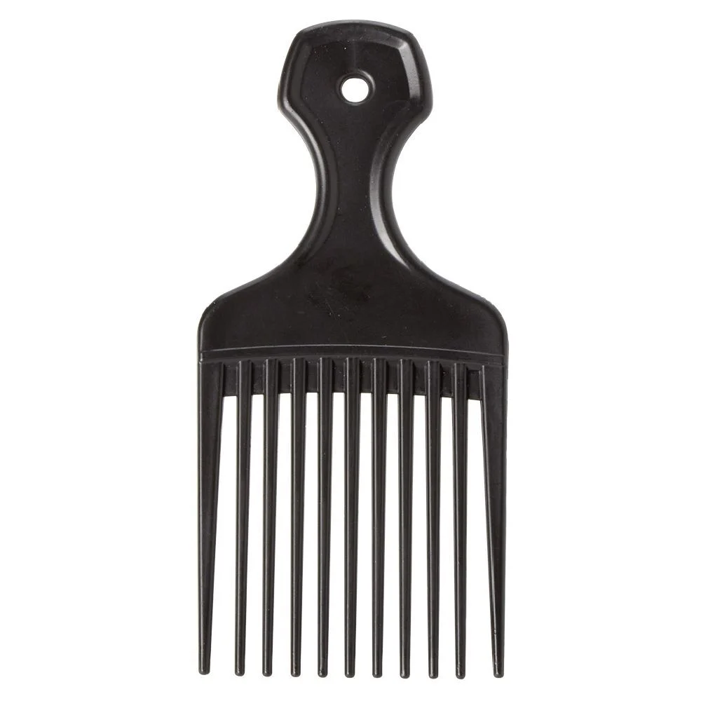 Peigne Afro plastique noir mat L16,5 cm