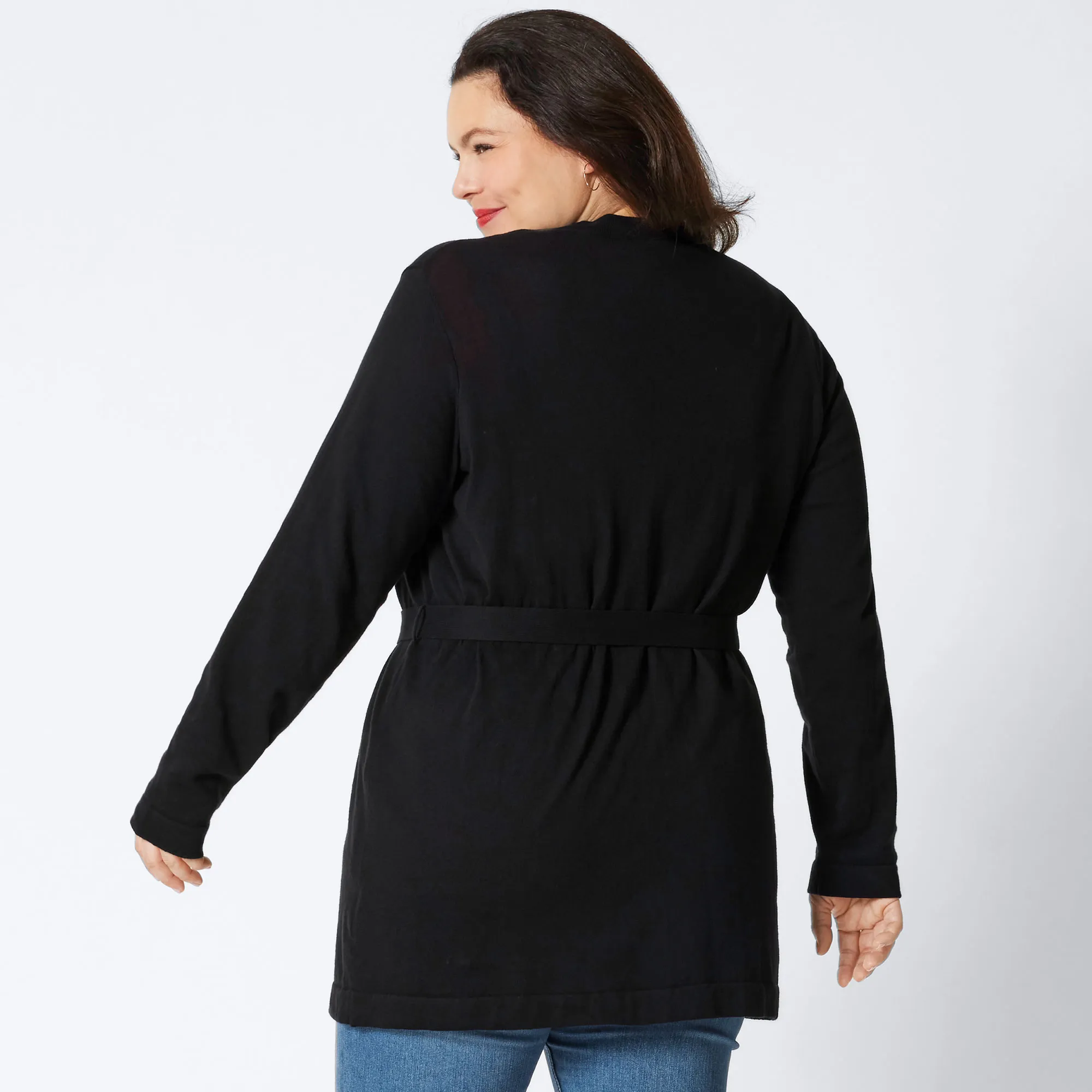 Damen-Strickjacke mit Gürtel, große Größen