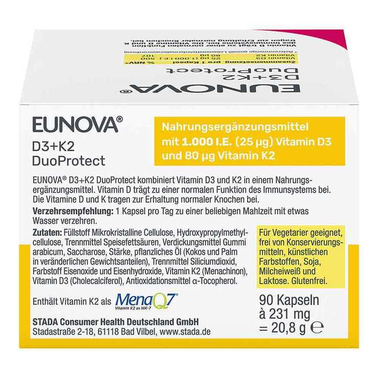 Eunova Duoprotect D3 + K2 1000 I.E. / 80 µg Kapseln, 2X90 St
