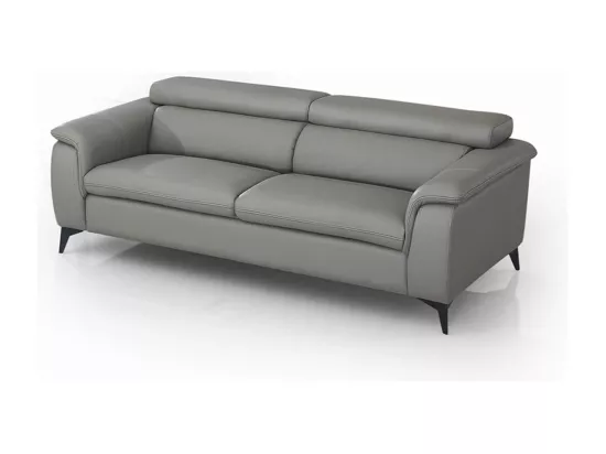 Canapé en cuir 2 places NEYLA Gris souris - Angle Droit