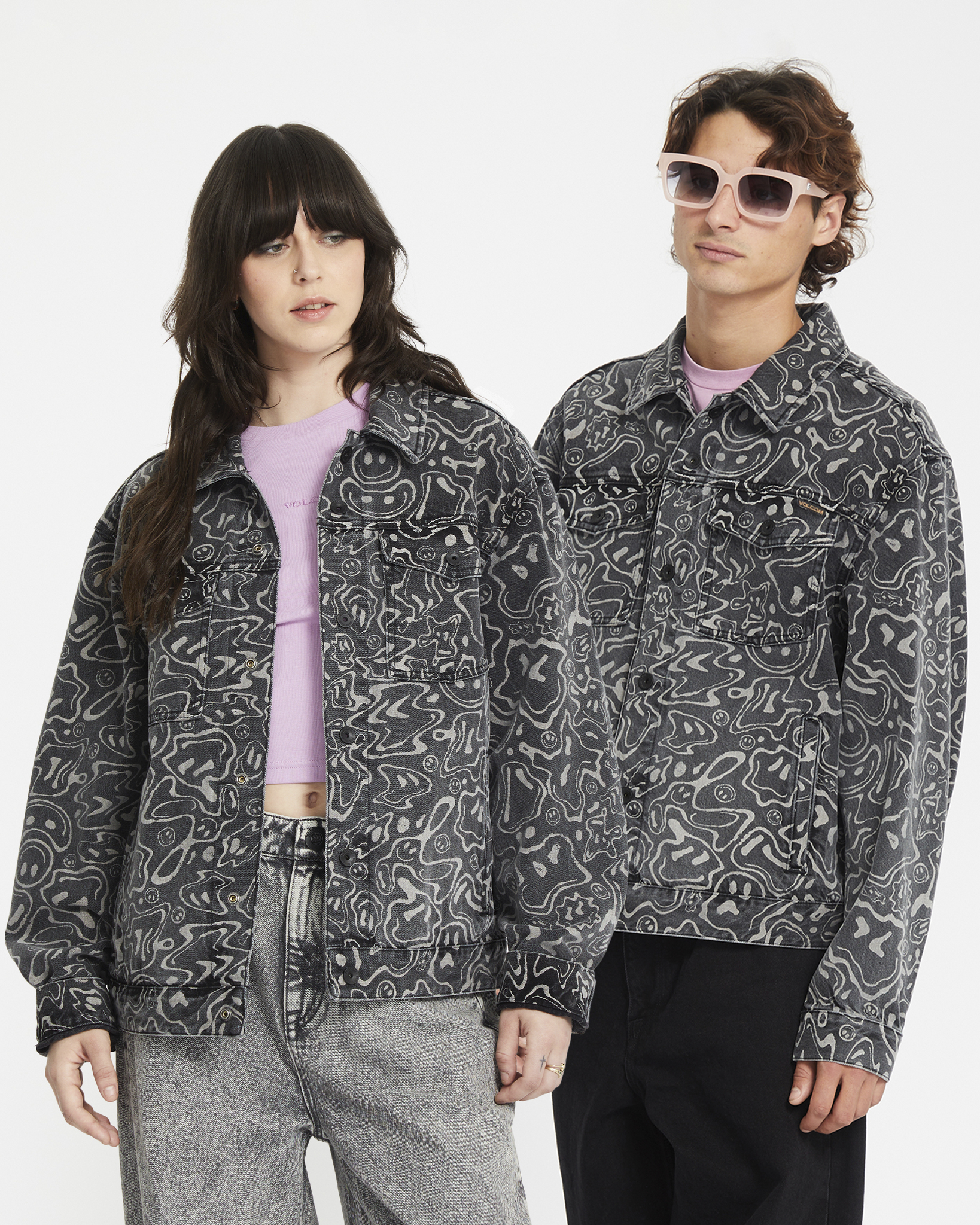 Volcom FA F Rygalski Denim Jacket Black Print