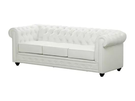 Canapé 3 places et fauteuil CHESTERFIELD - Simili Blanc