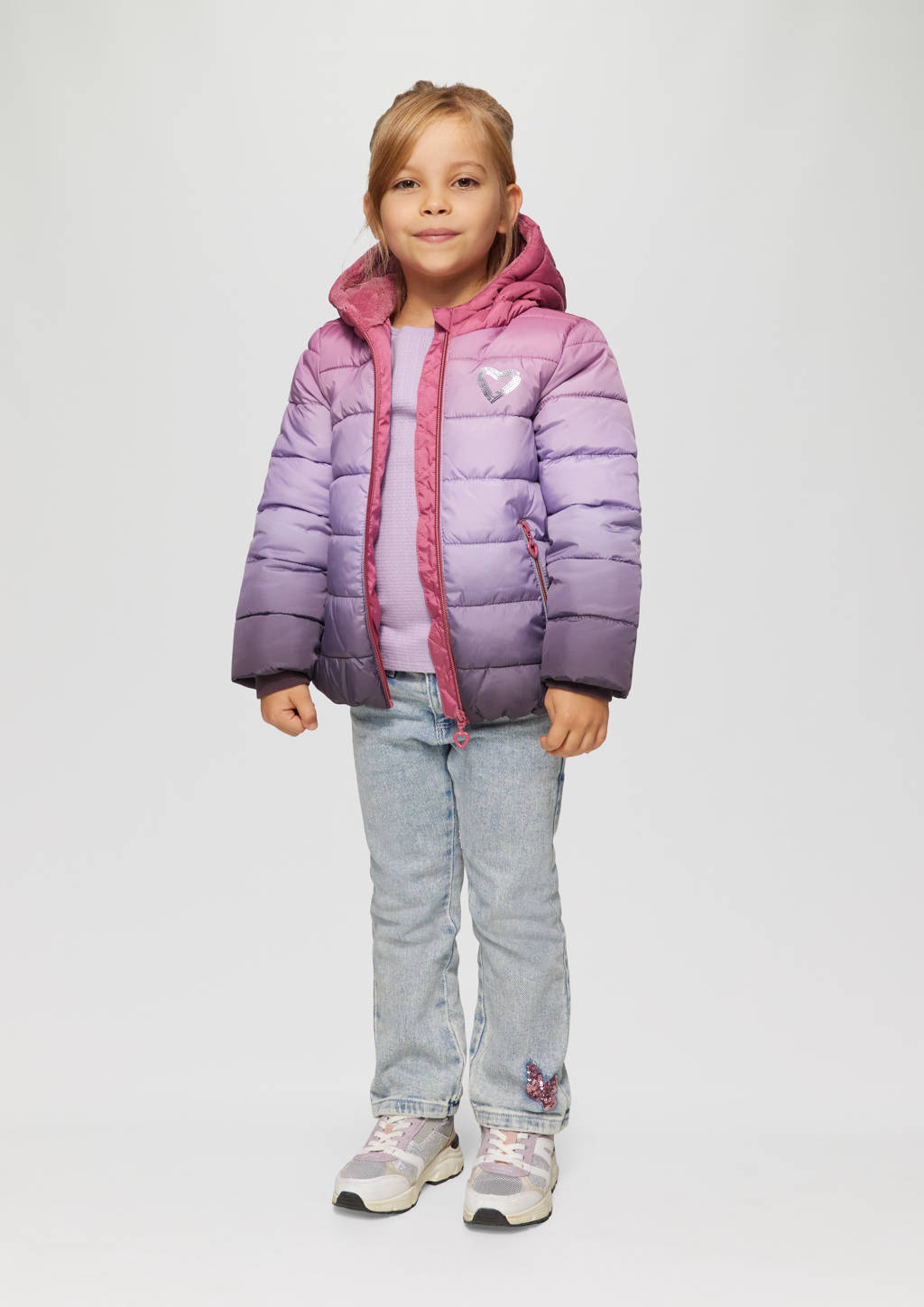 s.Oliver dip-dye gewatteerde tussenjas paars/roze