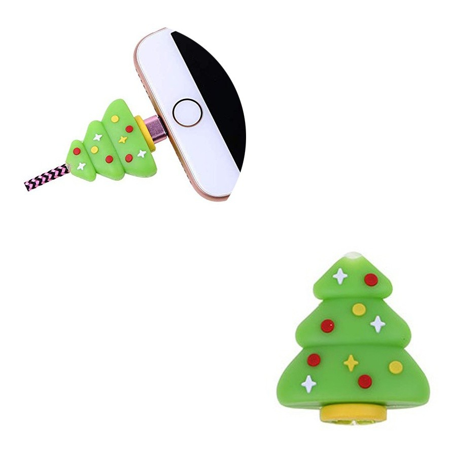 (3er Set) USB C / Lightning Kabel Bruchschutz / Halter / Kabelbeisser Weihnachtsmann / Weihnachtsbaum / Rentier