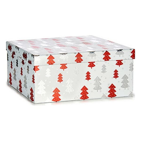 Gaveeske Krist+ Hvit Rød Sølv Jul Juletre 28,5 x 17 x 37,5 cm