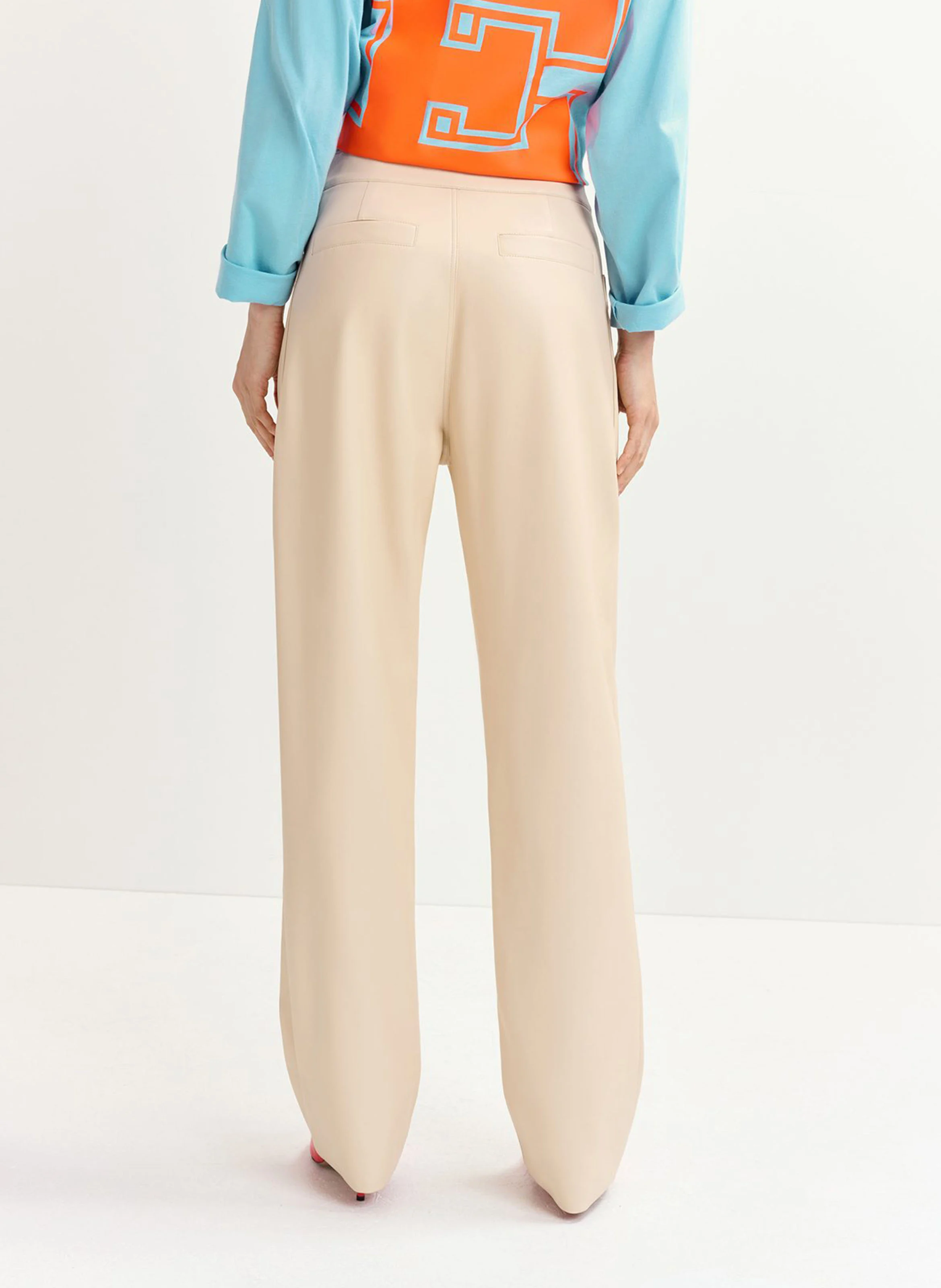 GRATE - Pantalon droit effet cuir| Blanc