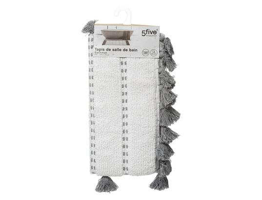 FIVE SIMPLY SMART - Tapis de bain Tapis à pompons pour salle de bain - 50 x 75 cm - gris et cr...