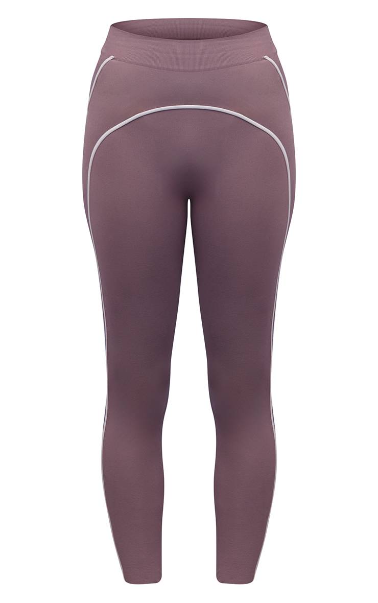 Mauve Legging Sans Couture À Détails Contrastés