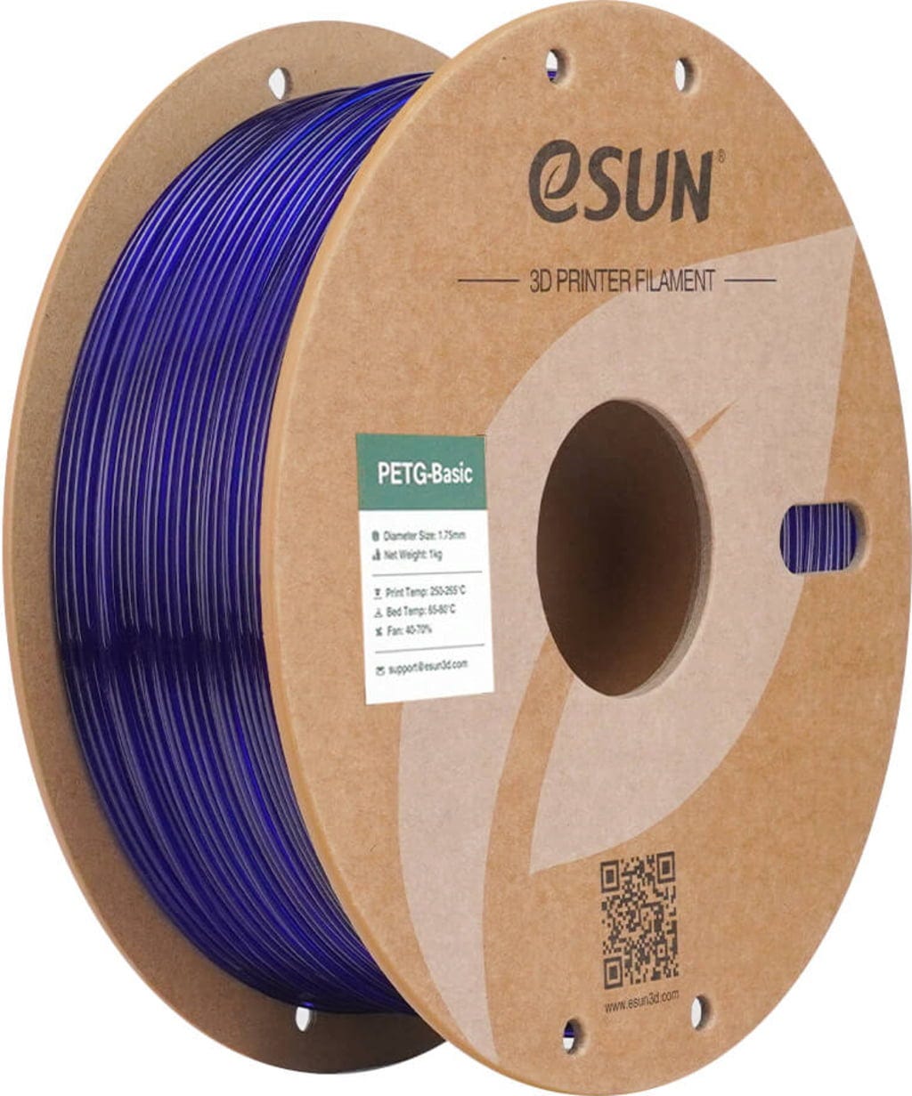 eSUN  PETG-Basic Translucent Blue, 1,75 mm / 1000 g    Technische Stärke von ABS trifft PLA Druckkomfort in Translucent Blue