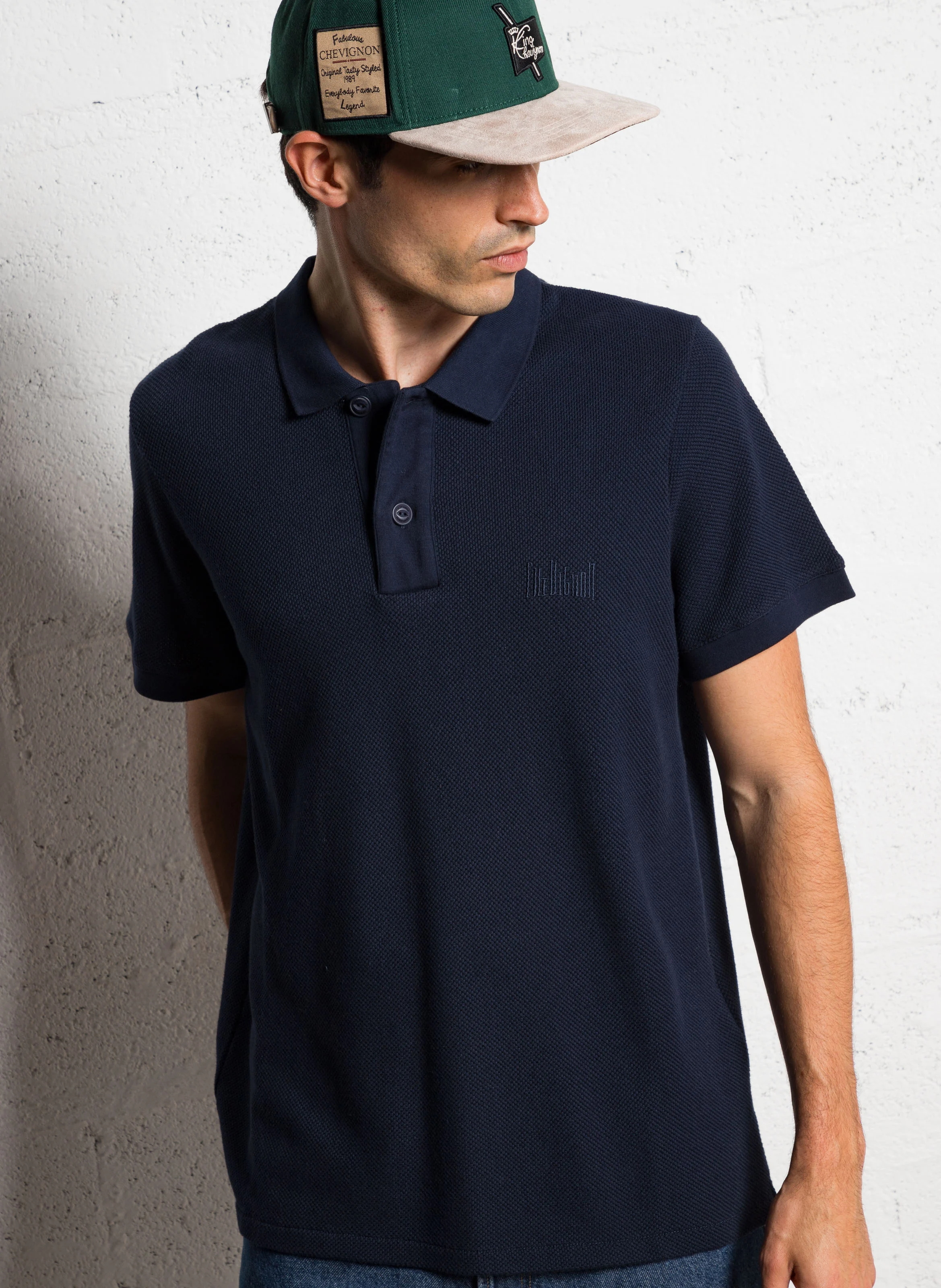 CITY - Polo droit en coton piqué mélangé | Bleu