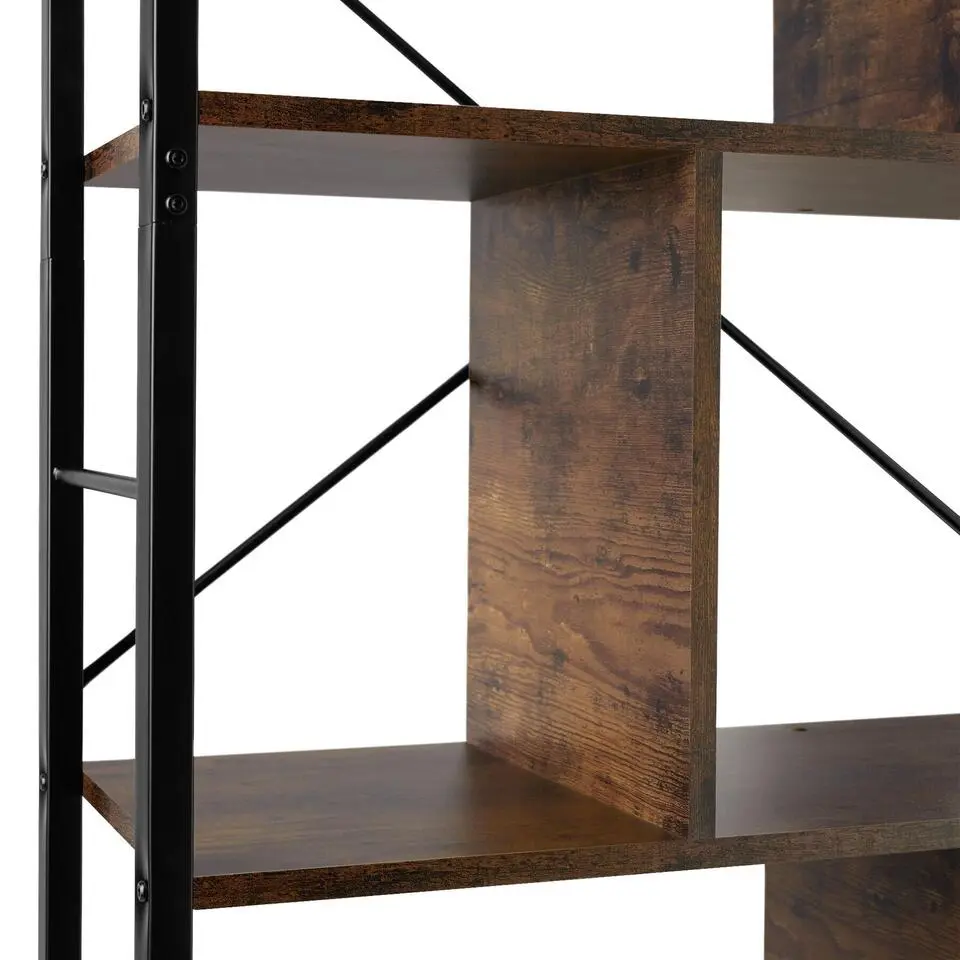 tectake Wandkast Charleston 75.5x30x155cm, Industrieel Hout Donker, Rustiek