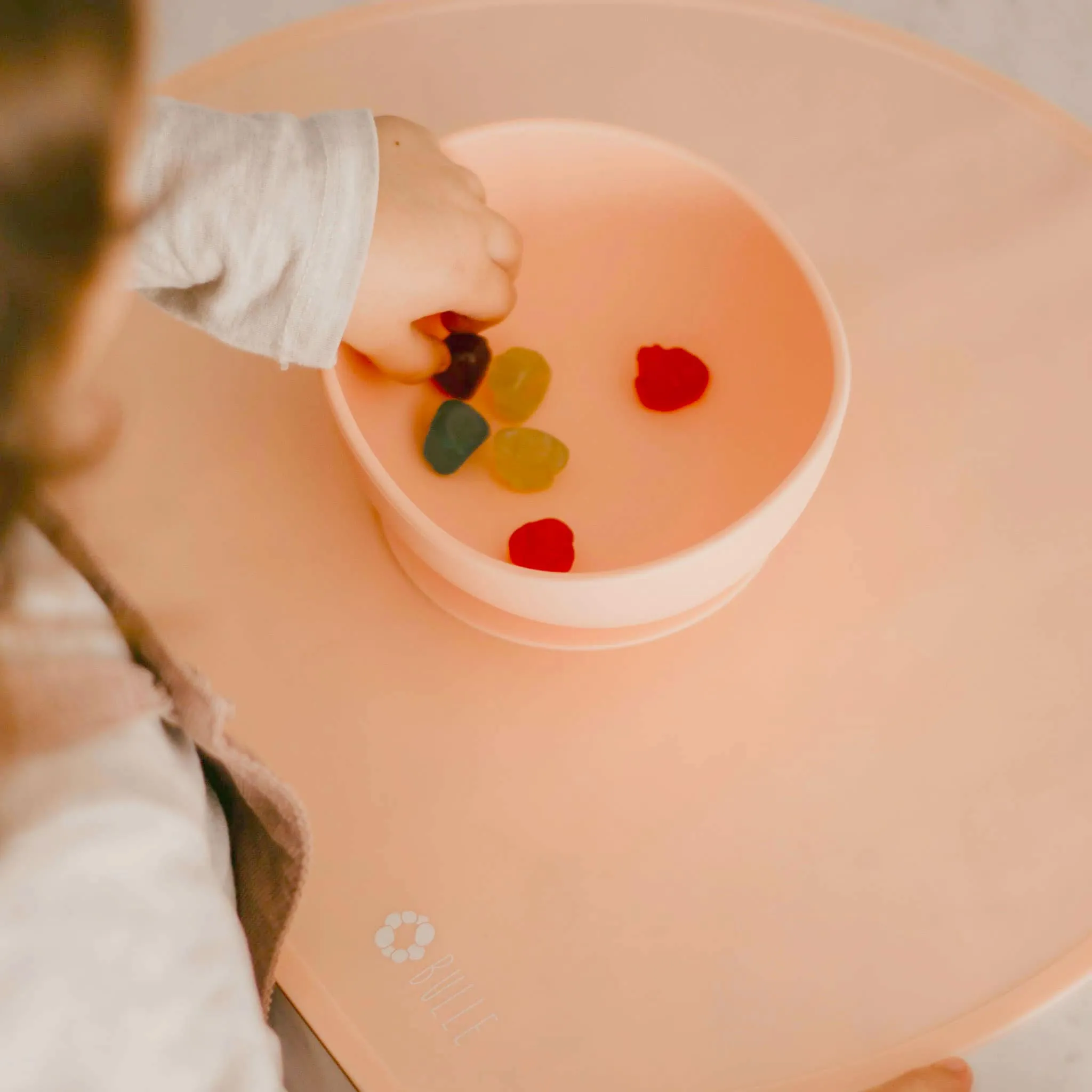 Bulle Ensemble Napperon + Bol en Silicone - Pêche
