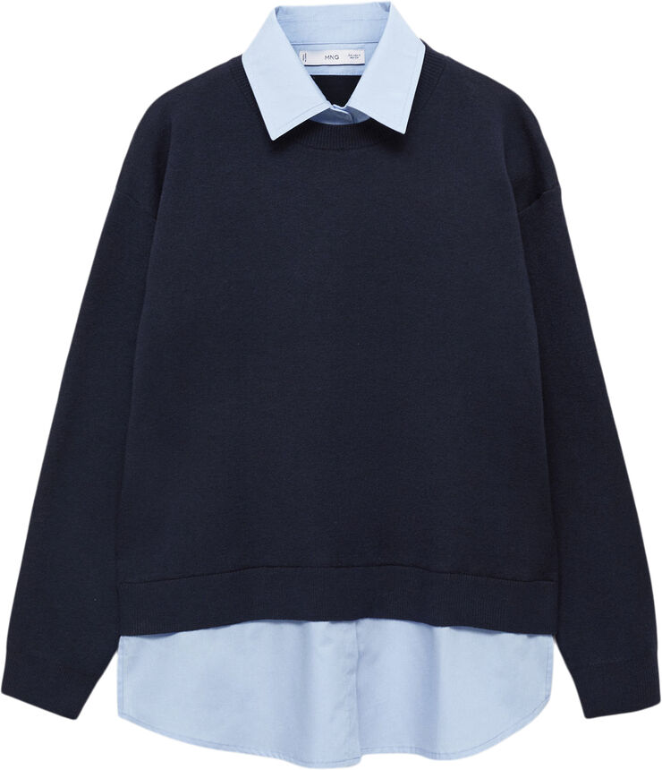 MANGO Combined shirt sweater Navy