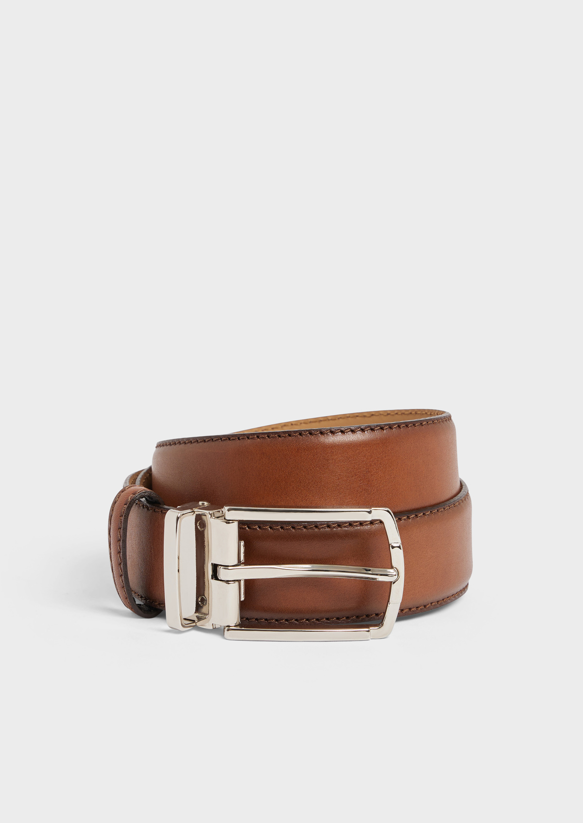 Ceinture ajustable en cuir lisse cognac