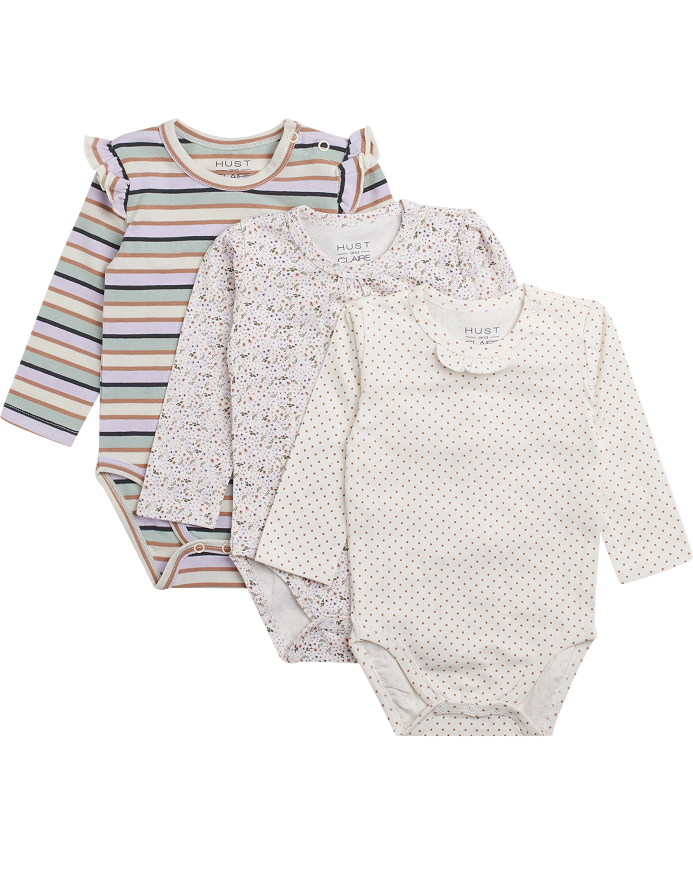 Langarm-Body BLUE 3er Pack in white sand