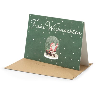 Grußkarte Recycling Papier, Schneekugel