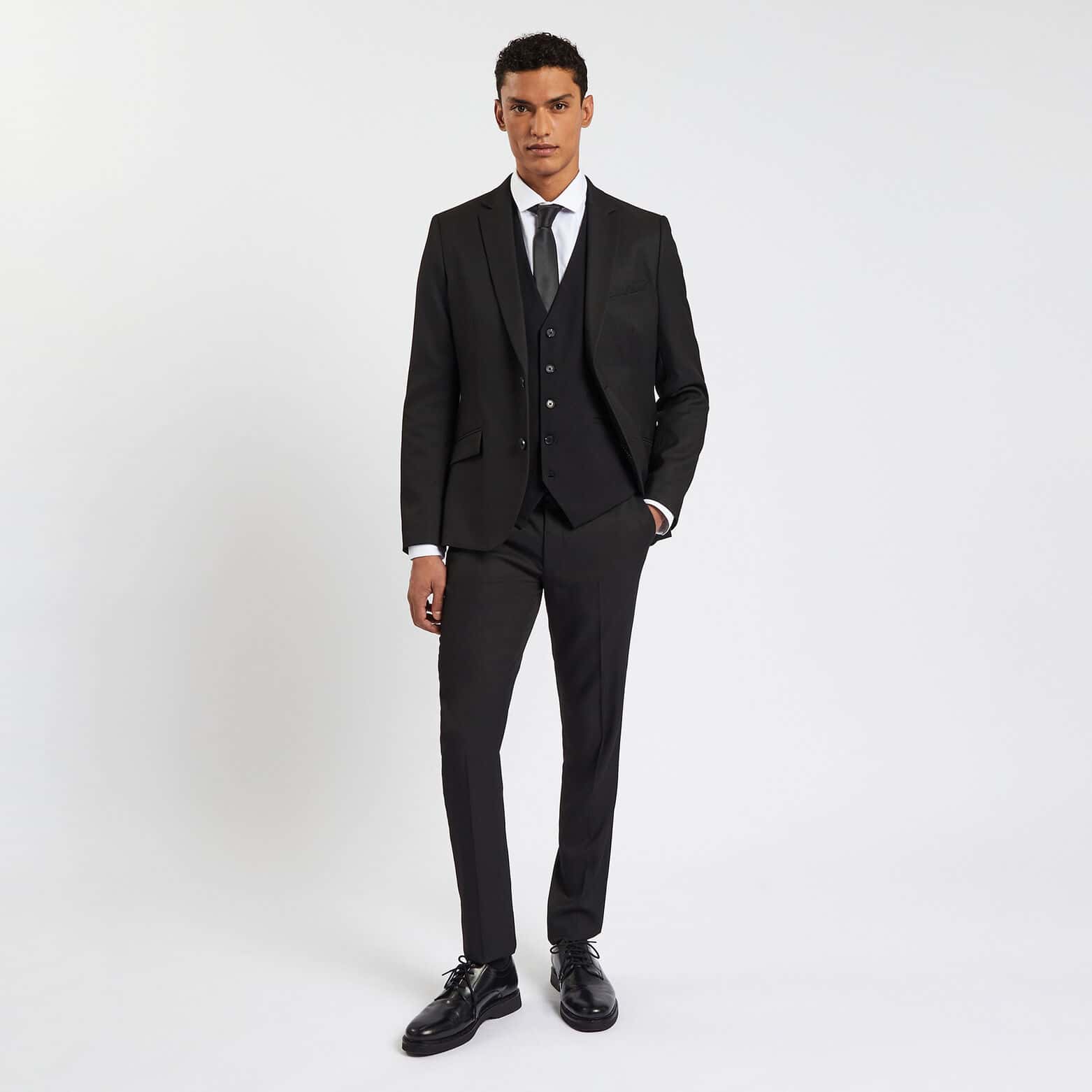 Pantalon de costume uni slim Noir