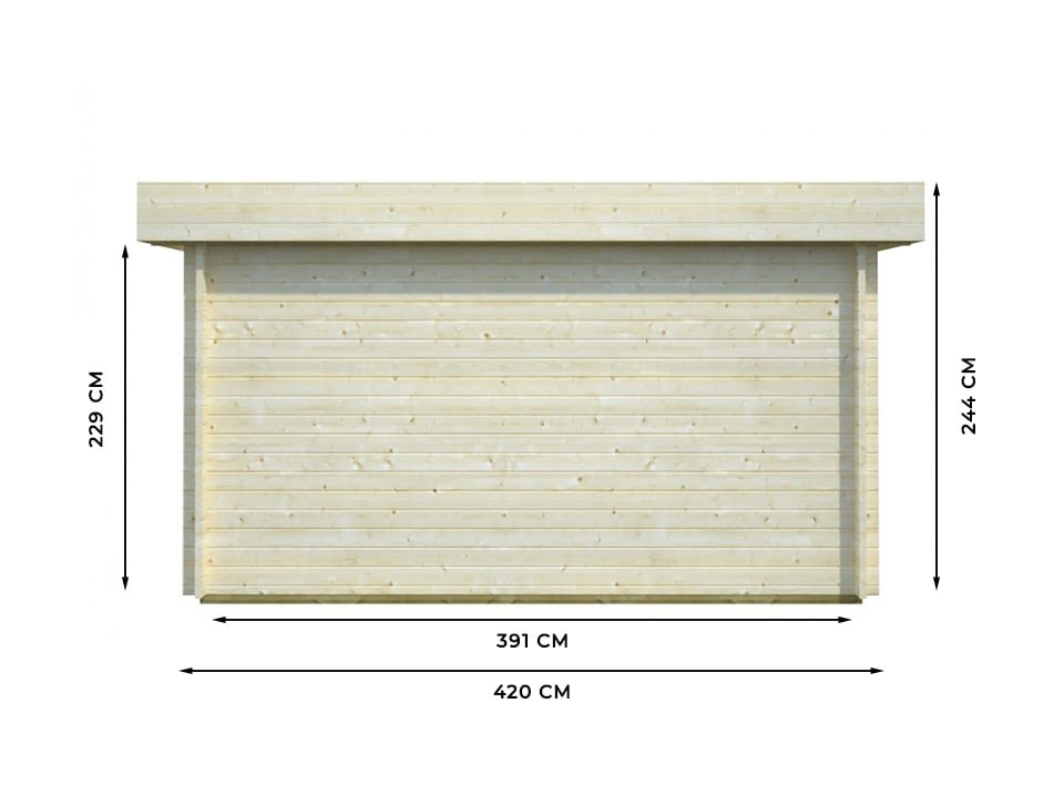 Garage en bois westmount - porte bois - 19,2m² - epaisseur des madriers : 44mm - bandeau de toiture - double vitrage