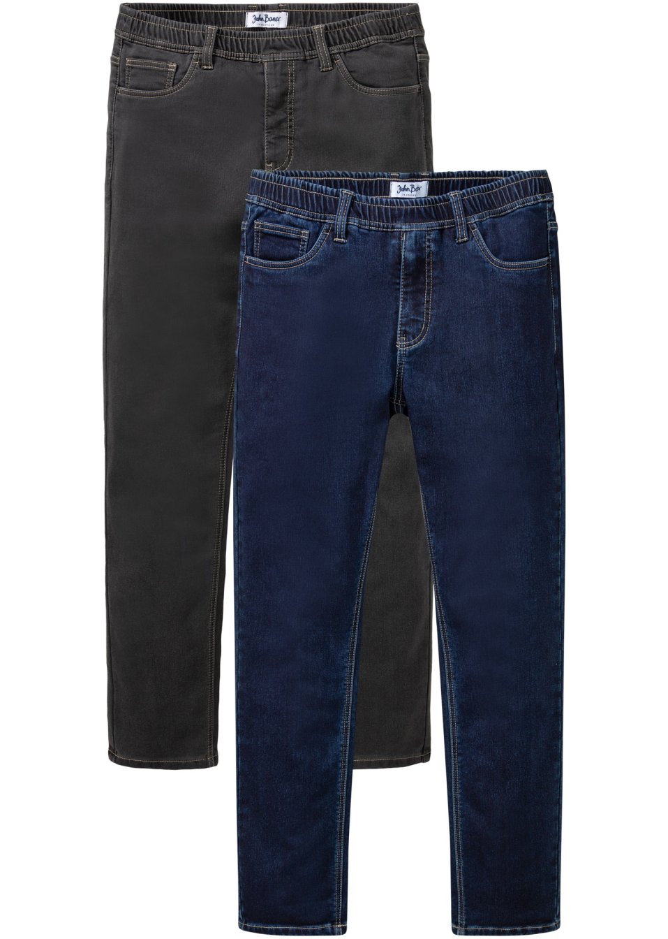 Lot de 2 jeans thermo Regular Fit à taille extensible, Straight