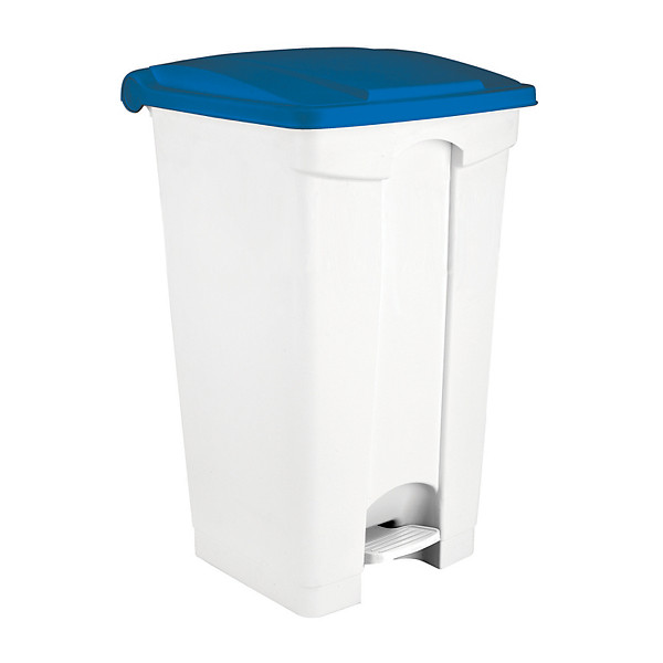 Conteneur HACCP blanc à pédale 90 litres, couvercle bleu