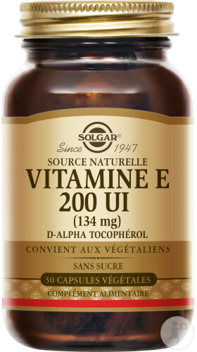 Solgar Vitamine E 200UI Antioxydant Stress Oxydatif 50 Gélules