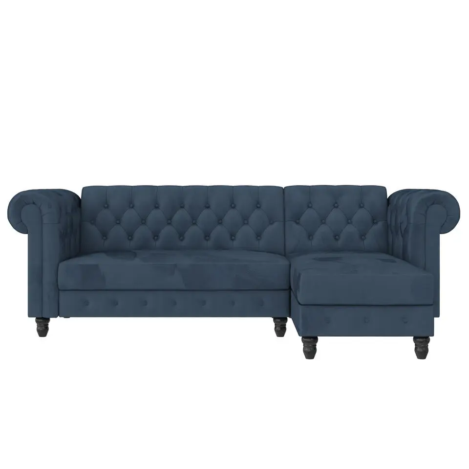 Felix - 3-zits slaapbank in blauw fluweel