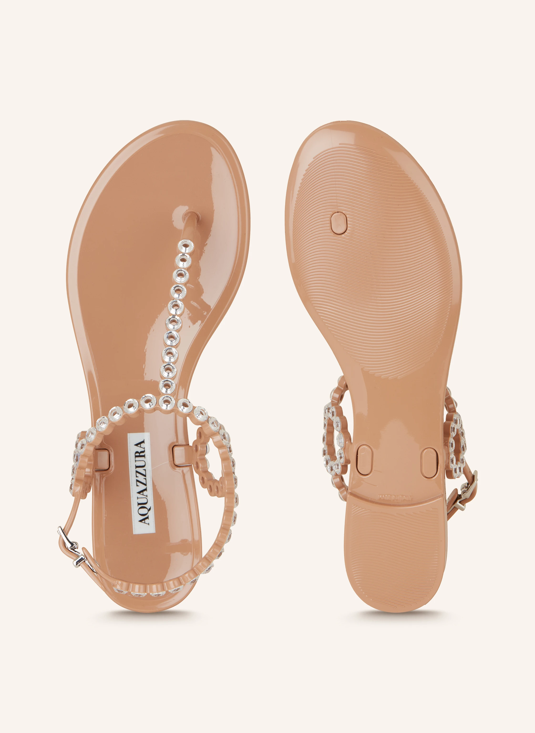 AQUAZZURA Zehentrenner ALMOST BARE CRYSTAL JELLY mit Schmucksteinen