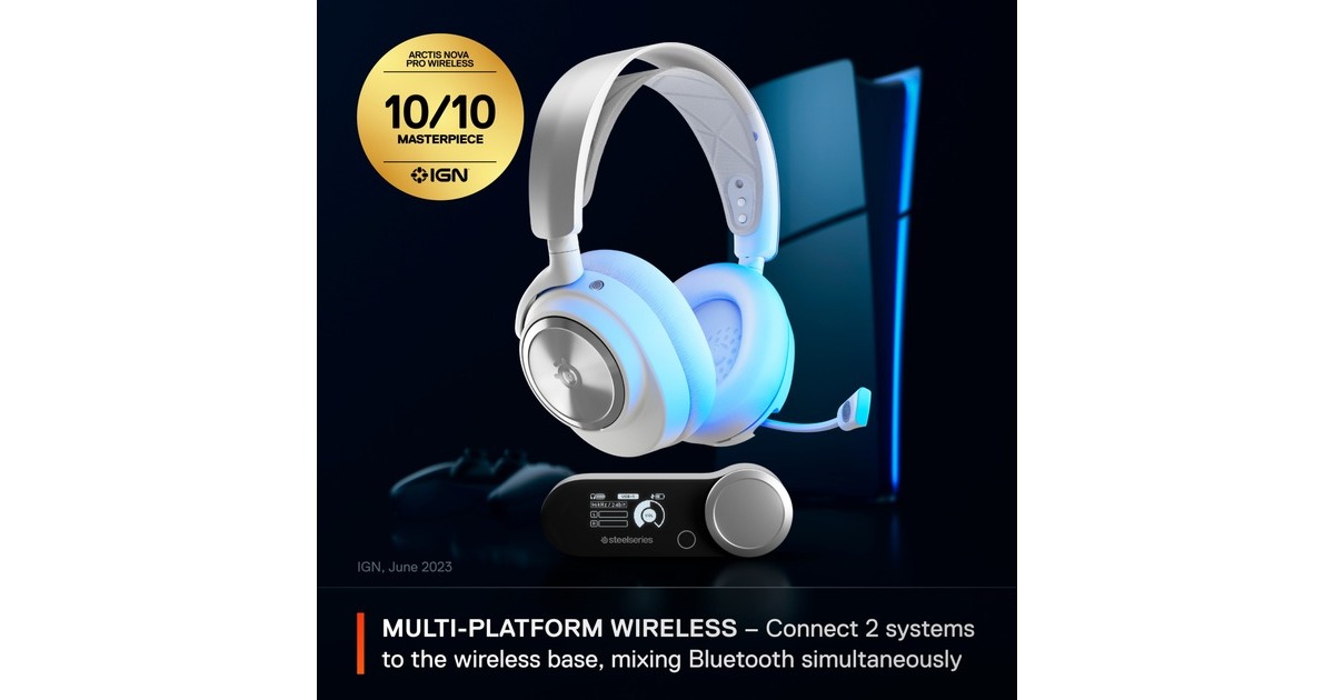 SteelSeriesArctis Nova Pro Wireless X over-ear gaming headset  (Wit, Pc, PlayStation 4, PlayStation 5, Xbox One, Xbox Series X|S, Nintendo Switch)
