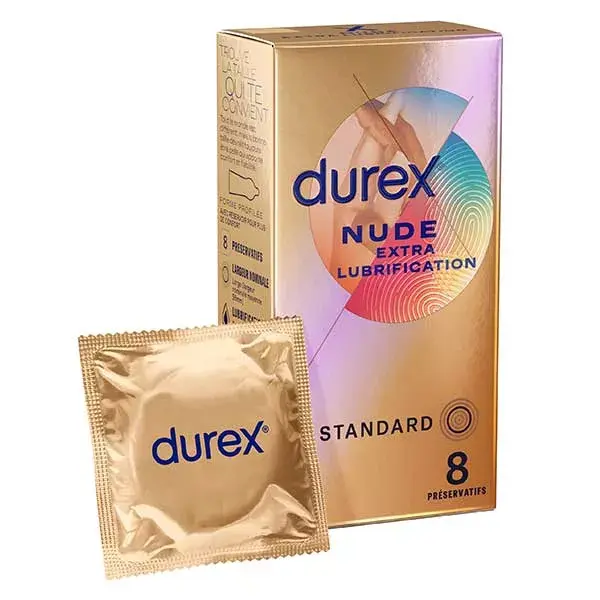 Durex Nude Extra Lubrificação Sensação Pele com Pele 8 Camisinhas Ultrafinas