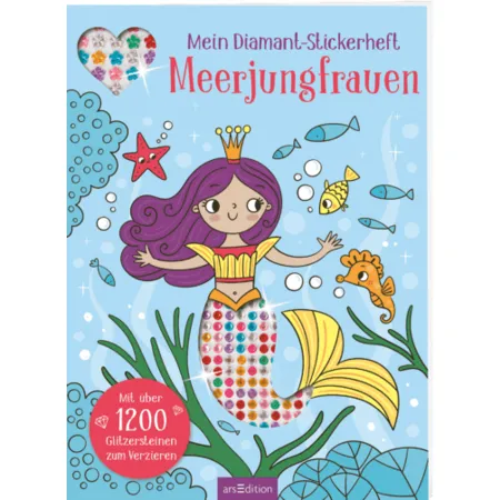 ars Edition Mein Diamant-Stickerheft – Meerjungfrauen