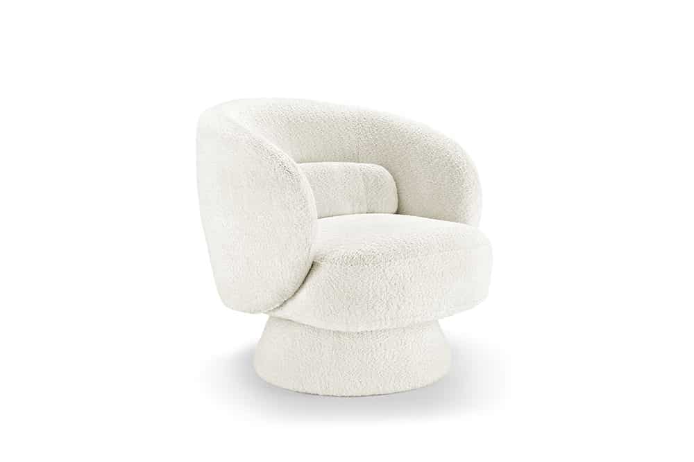 Drehbarer Design Sessel BOSSA NOVA weiß Bouclé
