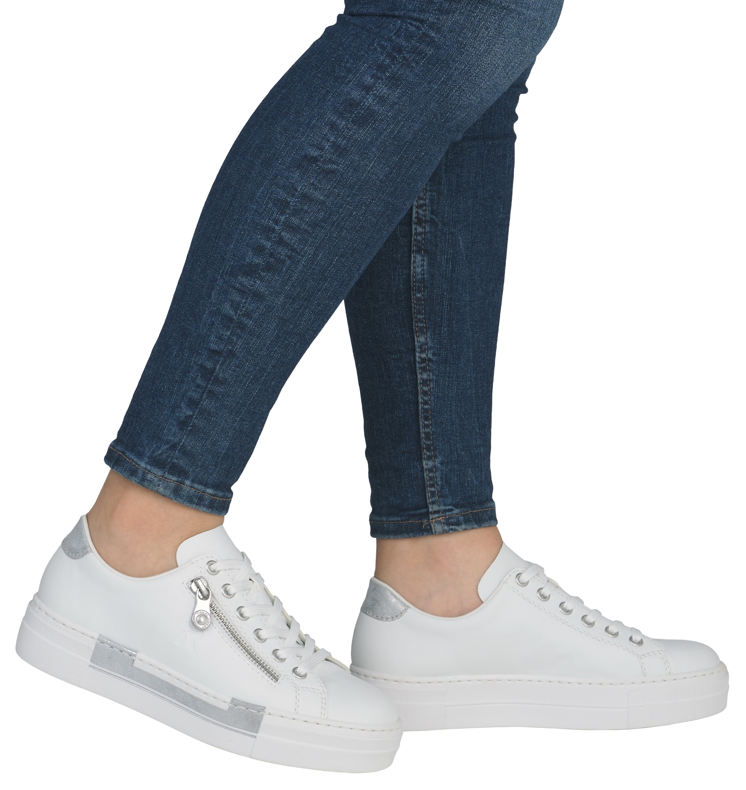 Rieker Plateausneaker  mit Zierreissverschluss seitlich, Freizeitschuh, Halbschuh, Schnürschuh