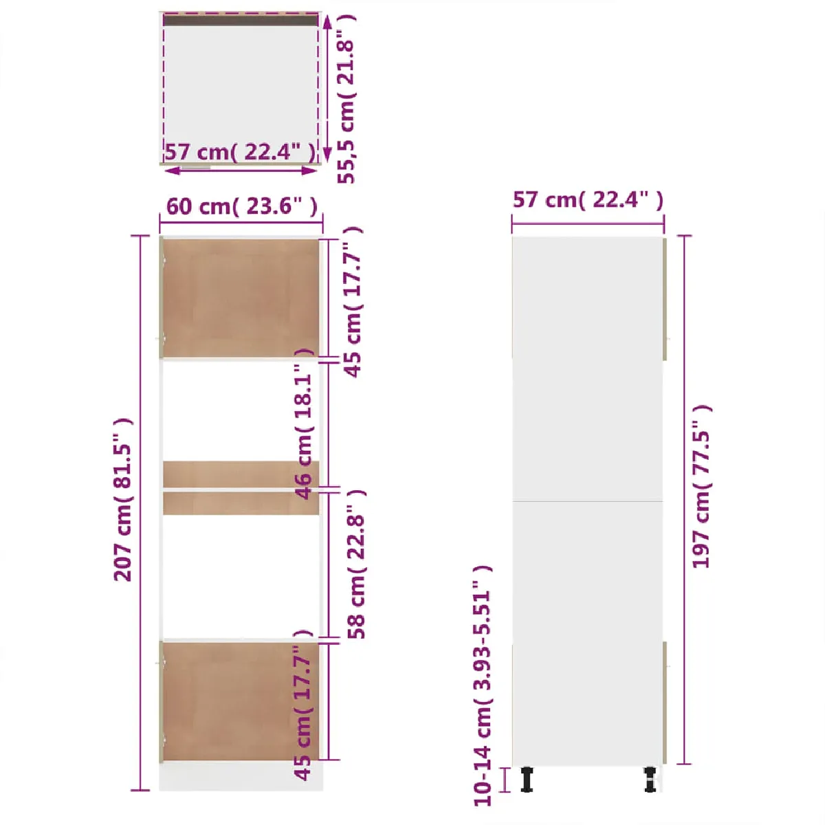 VidaXL Armoire à Micro-ondes Chêne Marron 60x57x207 cm